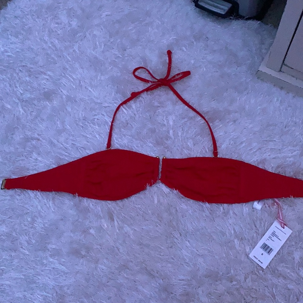 Vineyard Vines SMALL red velvet bandeau bikini top